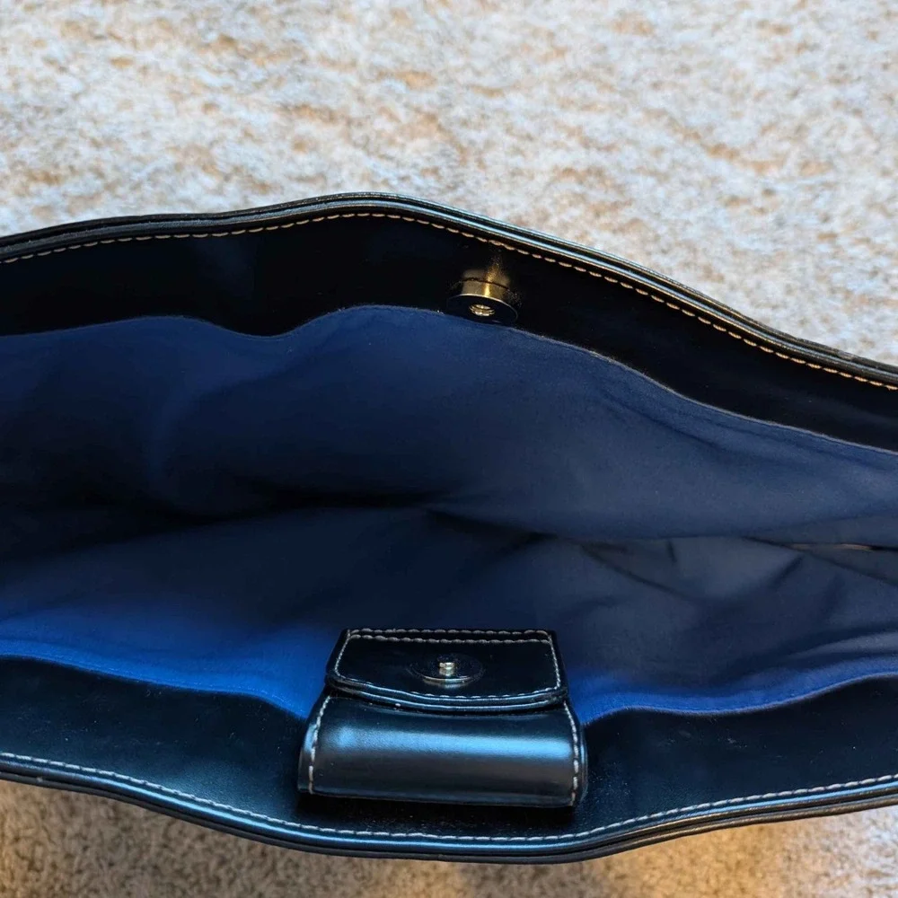 Ralph Lauren Tote Bag Women OS Blue Black Nylon RL Fragrance Satchel‎ Handbag